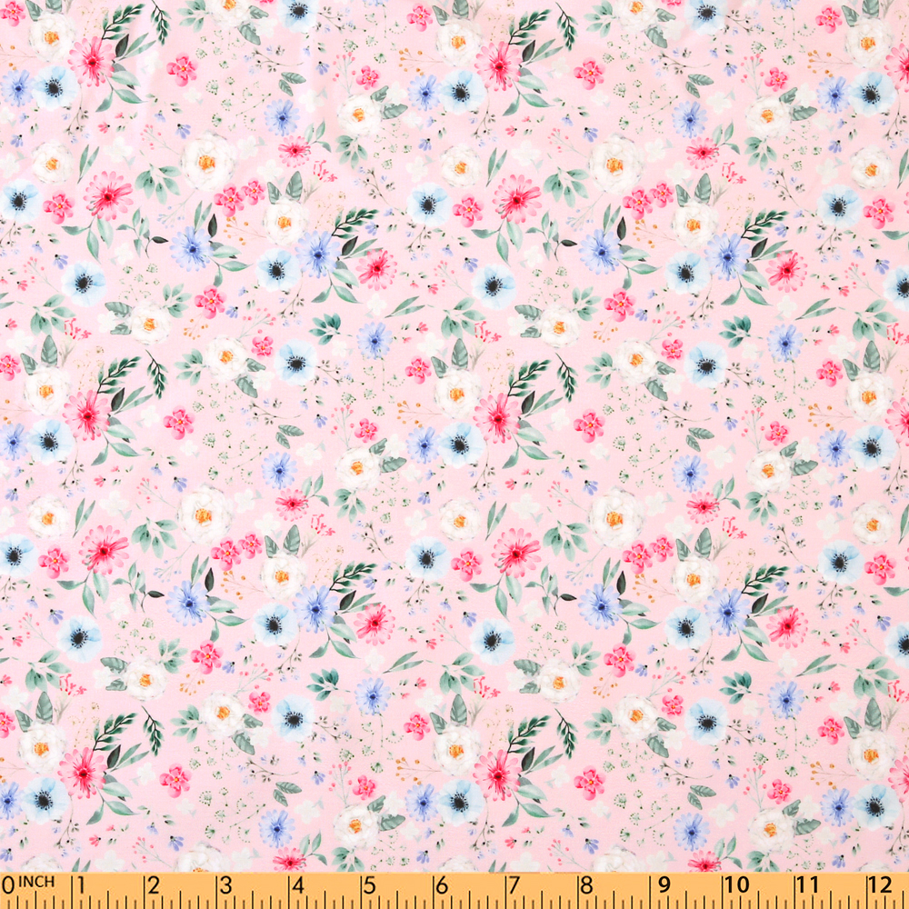 F89- Wild flowers in pink woven printing 4.0 fabric